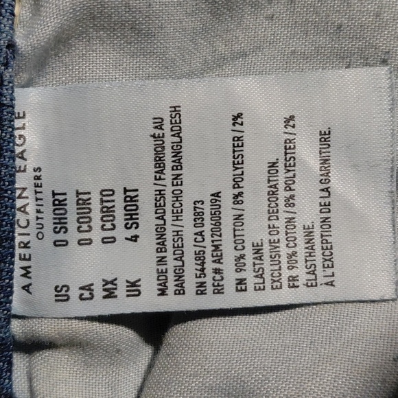 698510.....American Eagle Skinny Jeans Size 0 Short, W24", 26" Inseam 10" Rise - Picture 6 of 6